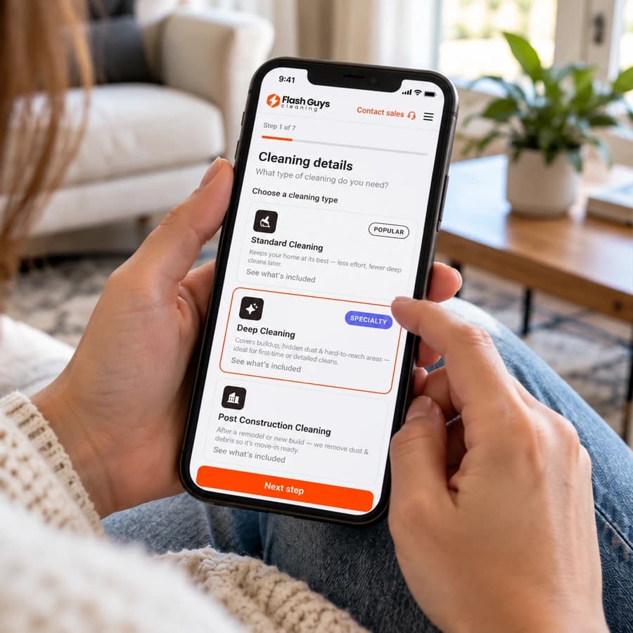 Choose a home cleaning appointment on your phone