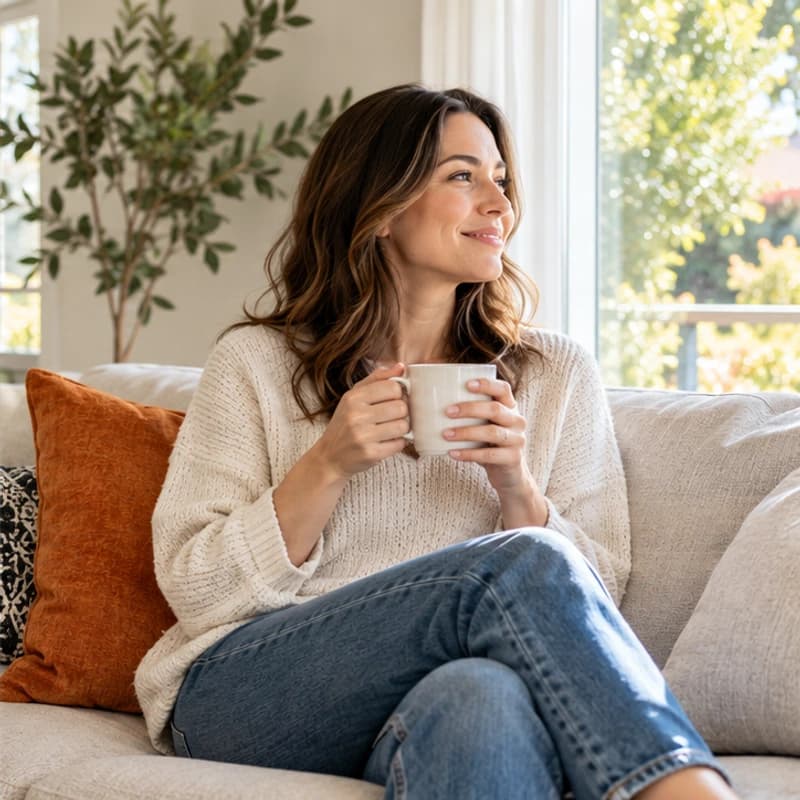 Enjoying a peaceful moment in a freshly cleaned living room