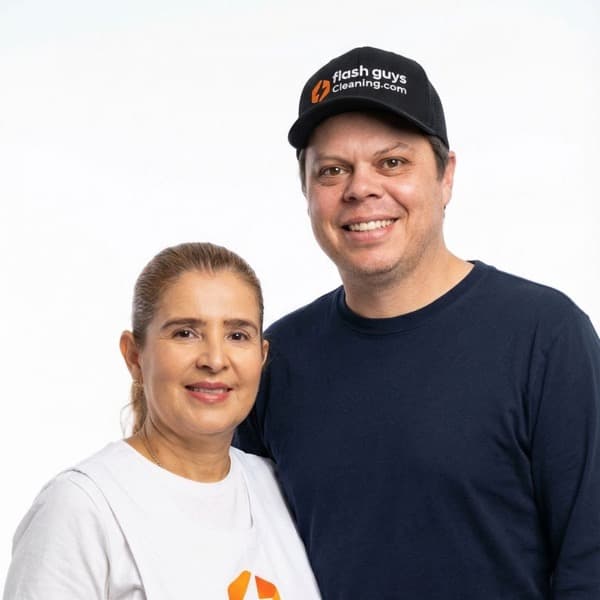 Fabiana and her husband, a Flash Guys Cleaning family team