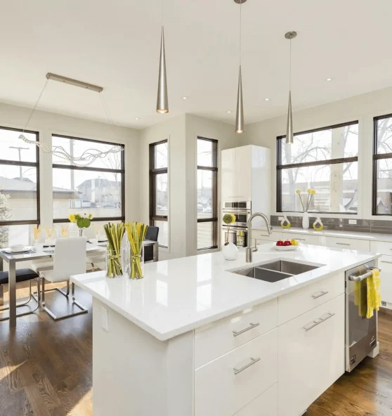 Modern kitchen cleaned by professional house cleaners in Los Angeles